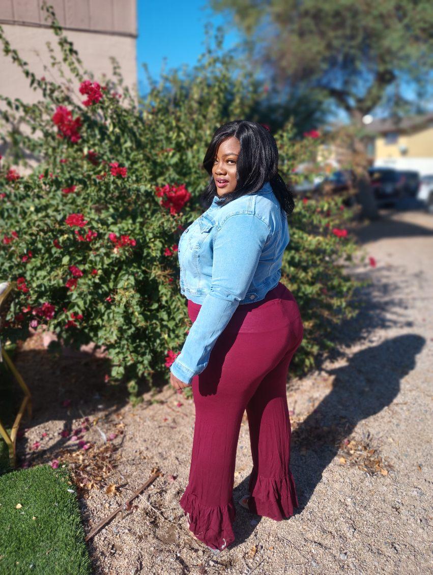 Burgundy Ruffled Pants