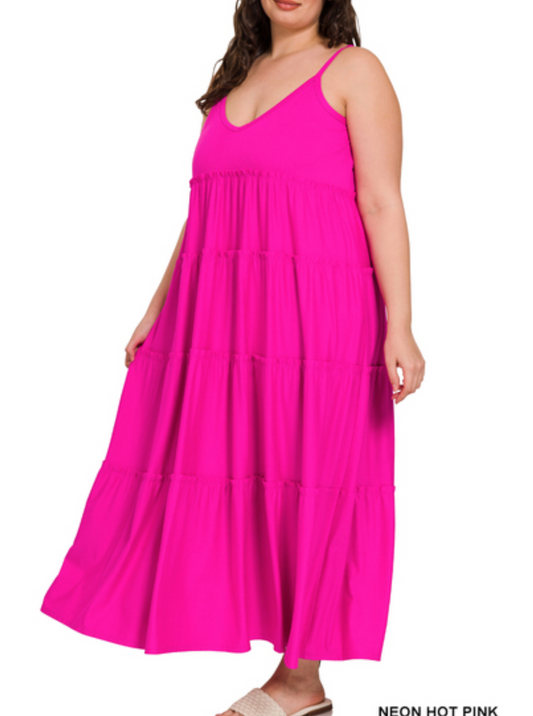 SUNDRESS (NEON HOT PINK)(plus)