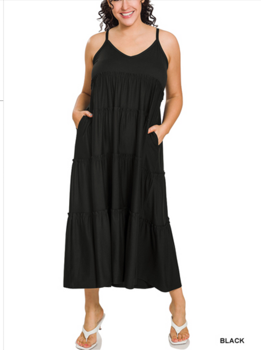 SUMMER GODDESS SUNDRESS (BLACK)(plus)