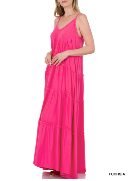 SUMMER GODDESS SUNDRESS(Fuchsia)